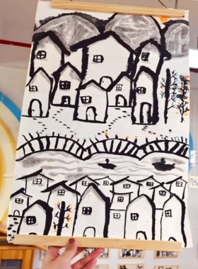 幼儿园国风环创水墨卷轴DIY材料装饰儿童手绘挂画教室主题装饰画