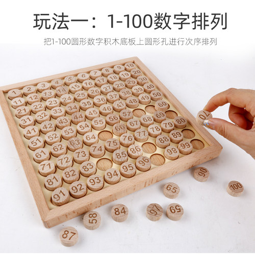1-100百数板相邻数幼儿园大班蒙台梭利数学区域操作材料蒙氏教具 - 图0