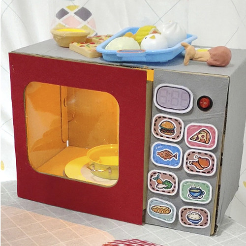 微波炉diy手工自制玩教具幼儿园小班娃娃家区域材料纸板废旧利用 - 图0
