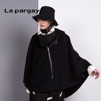 Lapargay Napaja 2023 ດູໃບໄມ້ລົ່ນຂອງແມ່ຍິງໃຫມ່ແລະລະດູຫນາວສີດໍາສັ້ນ cloak woolen jacket ບາດເຈັບແລະ