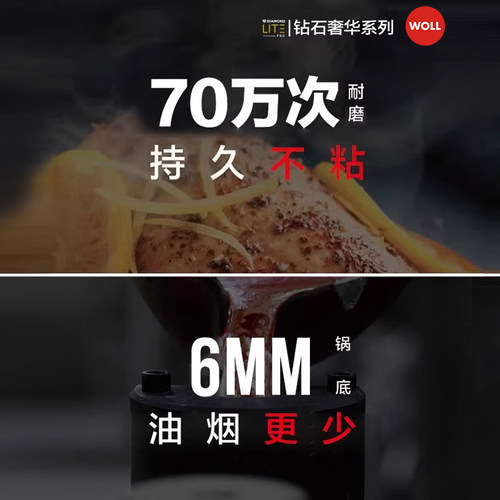 WOLL德国进口不粘锅炒锅家用燃气灶专用钻石炒菜不粘锅炒锅 - 图2