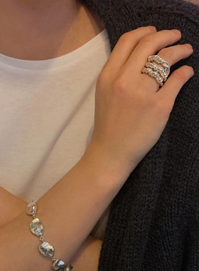 RAW极简风扭结复古麻花时髦戒指小众轻奢镀金开口叠戴食指戒指环