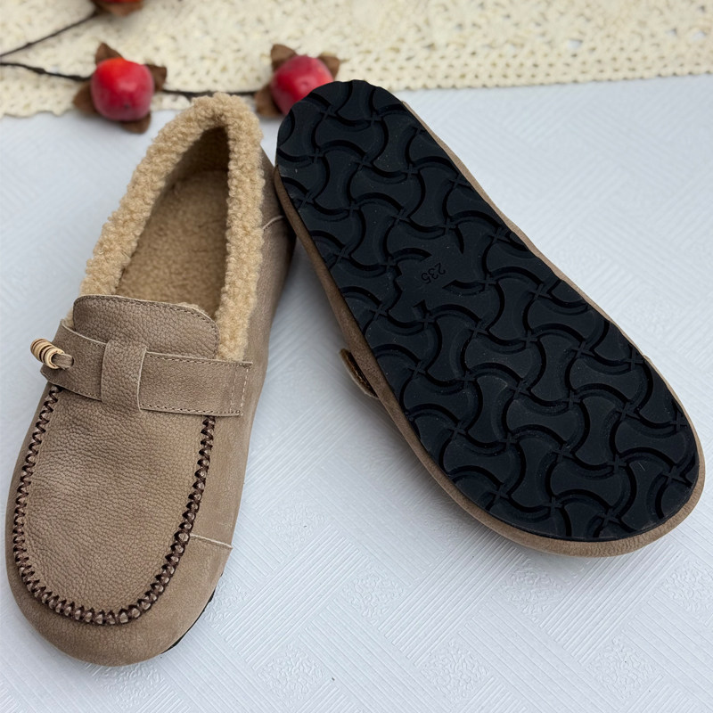 真皮加绒勃肯鞋女内增高冬季加厚保暖乐福鞋防滑休闲豆豆鞋二棉鞋,淘宝优惠券,粉丝福利购,淘宝优惠卷