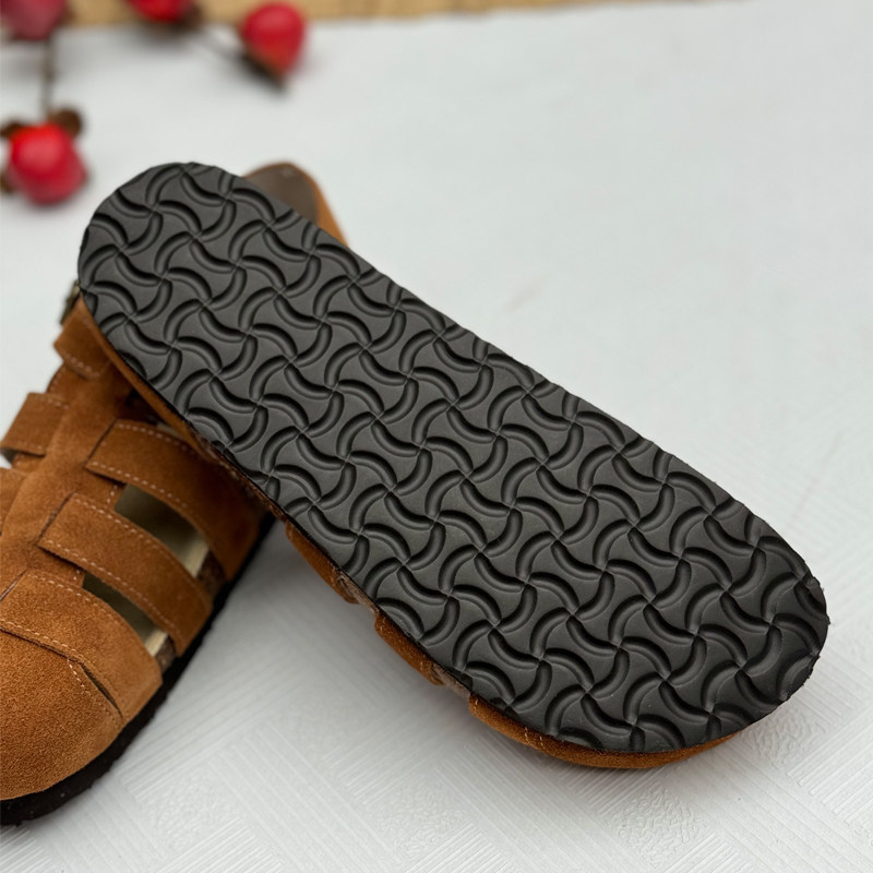 手工真皮复古妈妈凉鞋2025新款夏季镂空女鞋厚底包头凉鞋平底鞋子,淘宝优惠券,粉丝福利购,淘宝优惠卷