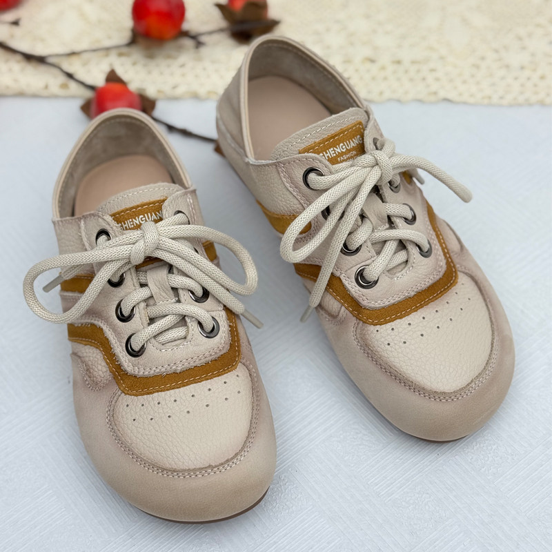 2026春新款头层牛皮德训鞋女复古休闲运动鞋中老年女鞋平底休闲鞋,淘宝优惠券,粉丝福利购,淘宝优惠卷