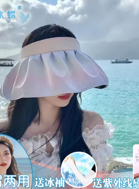 纸冰蝶空顶女春夏季大檐遮阳帽