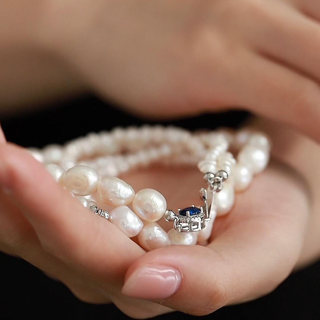 【雨瞳】天然淡水巴洛克珍珠项链女款 异形keshi珠贵气优雅款颈链 - 图3