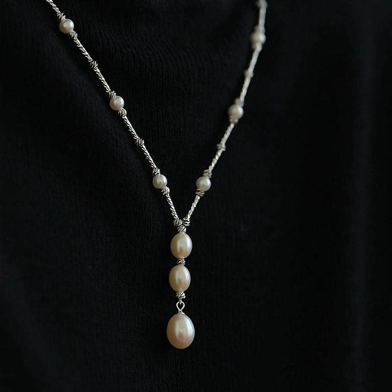 【莫寻】天然淡水baby珍珠项链女款 法式优雅复古Y型颈链毛衣链,淘宝优惠券,粉丝福利购,淘宝优惠卷