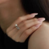 Natural freshwater round pearl ring for women, exquisite design, simple double layer adjustable ring