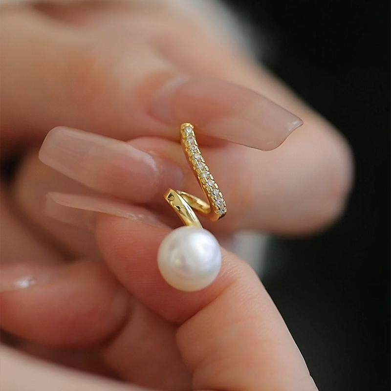 【旋舞】天然淡水珍珠耳钉女款 时尚法式轻奢复古气质高级感耳饰,淘宝优惠券,粉丝福利购,淘宝优惠卷