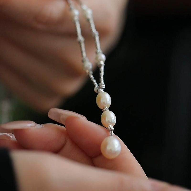 【莫寻】天然淡水baby珍珠项链女款 法式优雅复古Y型颈链毛衣链,淘宝优惠券,粉丝福利购,淘宝优惠卷
