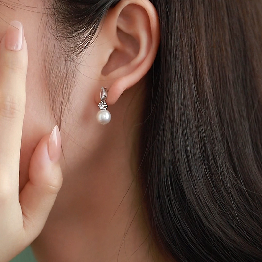 【光年】天然淡水珍珠耳钉女款 S925银正圆赛澳白气质耳坠耳饰,淘宝优惠券,粉丝福利购,淘宝优惠卷