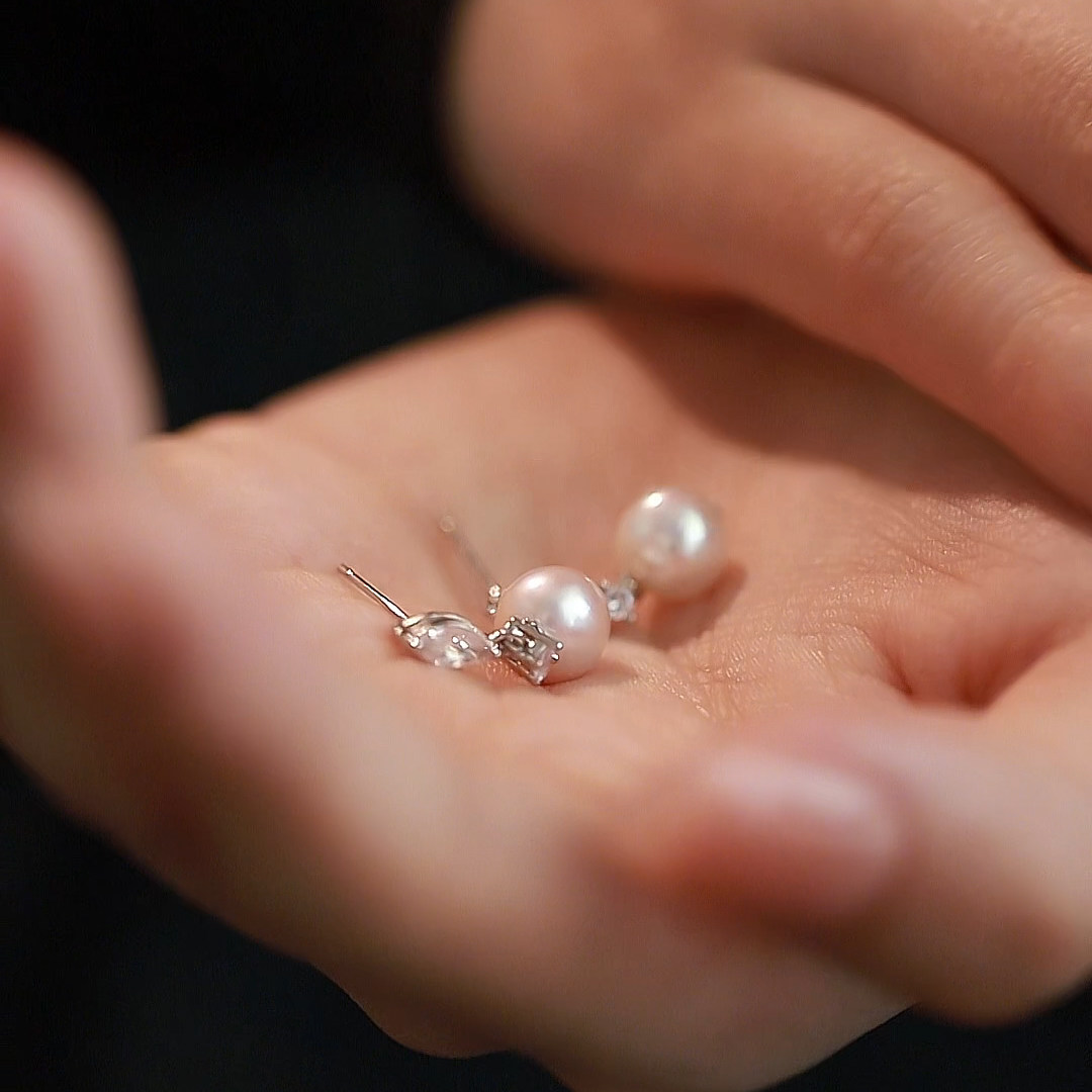 【光年】天然淡水珍珠耳钉女款 S925银正圆赛澳白气质耳坠耳饰,淘宝优惠券,粉丝福利购,淘宝优惠卷