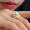Natural freshwater pearl ring for women Snowflake cluster exquisite light luxury fashion open ring