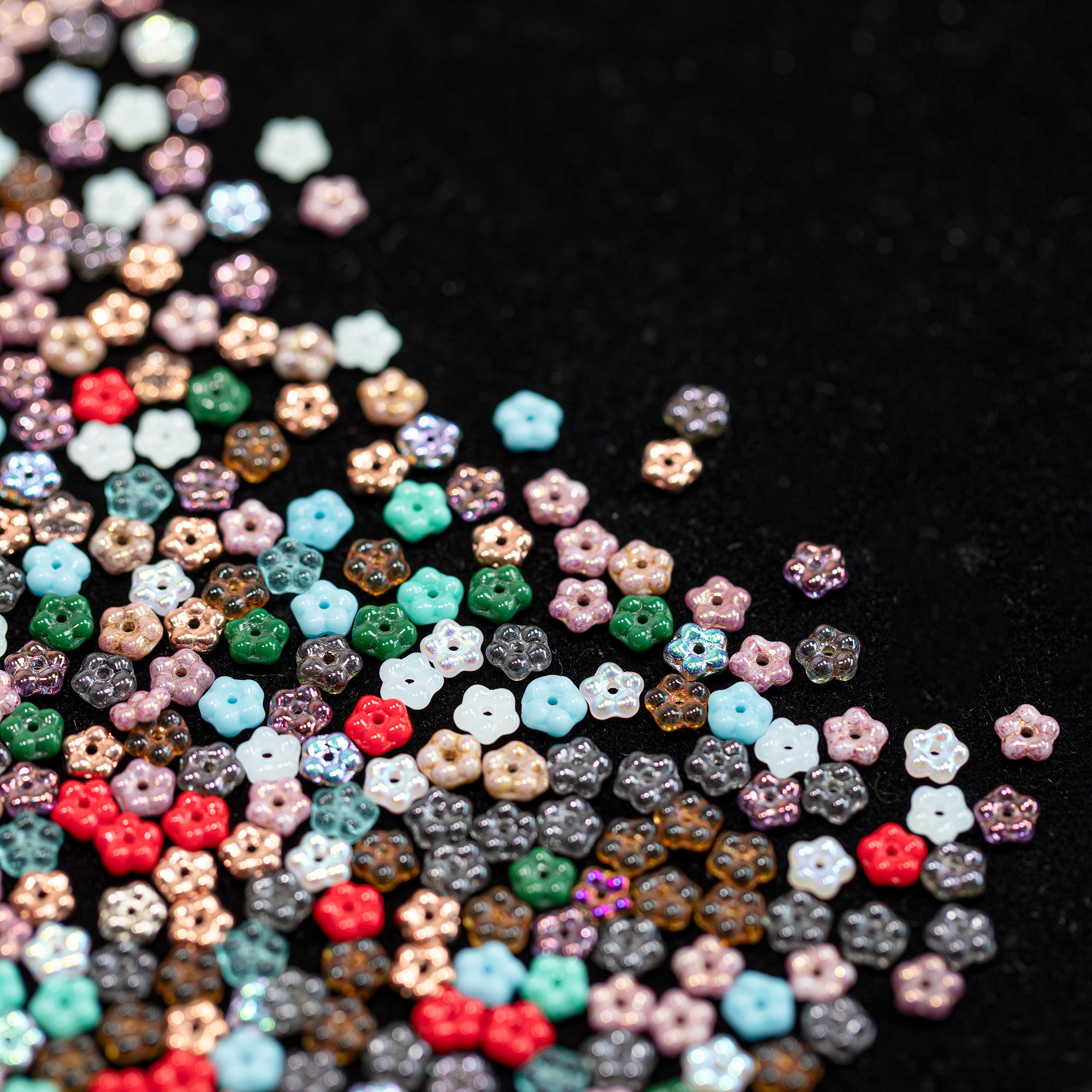 20颗装5mm捷克进口古董珠 小隔花粉色红色白AB彩琥珀蓝绿紫小混装,淘宝优惠券,粉丝福利购,淘宝优惠卷