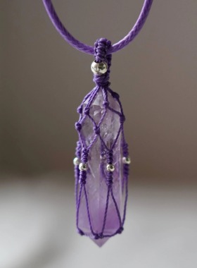 天然紫水晶梦境花园吊坠项链编绳