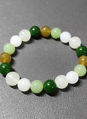 天然新疆和田玉女款多宝玉石珠子