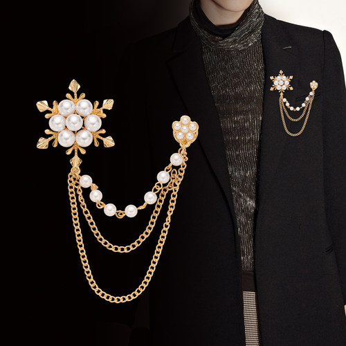 男士西服胸针高档奢华西装链条装演出新年礼物别针配饰配件徽章 - 图0