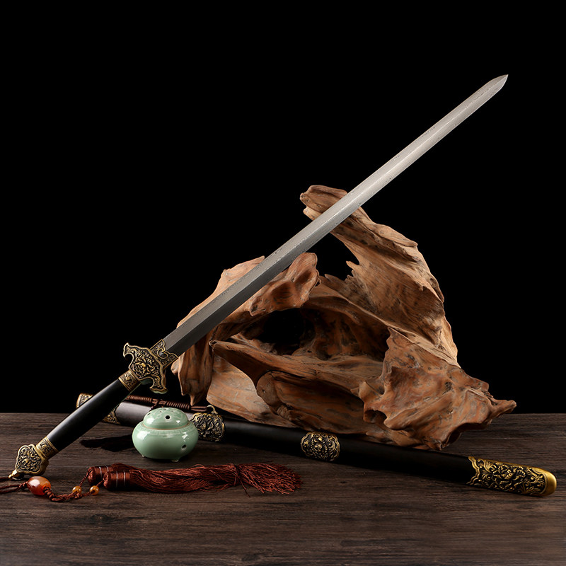 龙泉古羽宝剑黄铜装牡丹剑手工锻打花纹钢工艺品收藏长剑 未开刃,淘宝优惠券,粉丝福利购,淘宝优惠卷