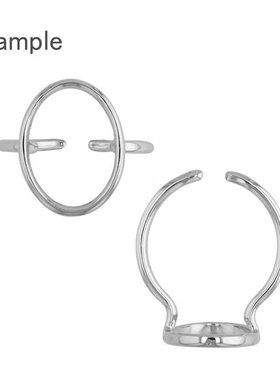 椭圆支架开口戒指日本合金镀金银