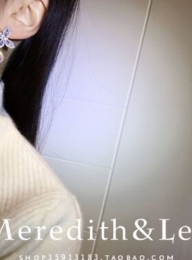 法式锆石蝴蝶方钻耳环时尚温婉