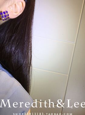 复古女士紫色耳钉简约时尚