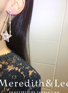 Meredith&Lee法式优雅浪漫粉色爱心轻奢满钻时尚百搭气质锆石耳环