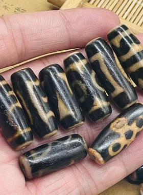 藏式天然玛瑙做旧老天珠虎牙配珠