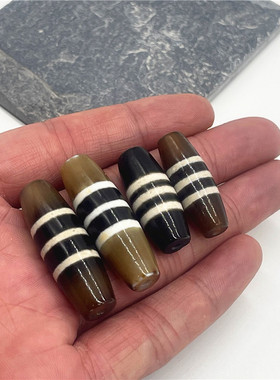 保真西藏玛瑙三线天珠配饰珠