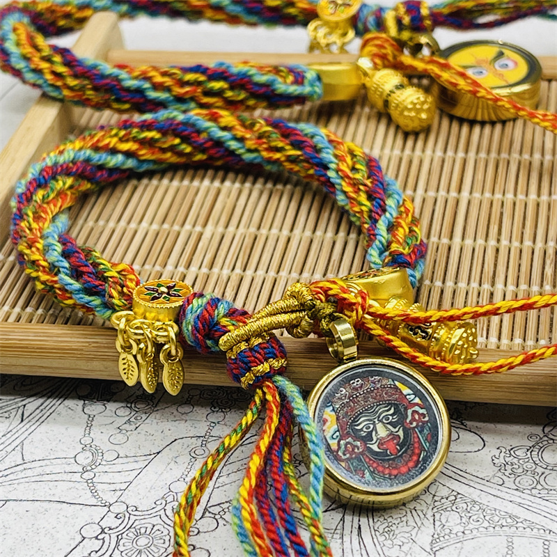 西藏旅游手工编手绳链十二生肖守护绳扎基拉姆五路财神眼唐卡男女