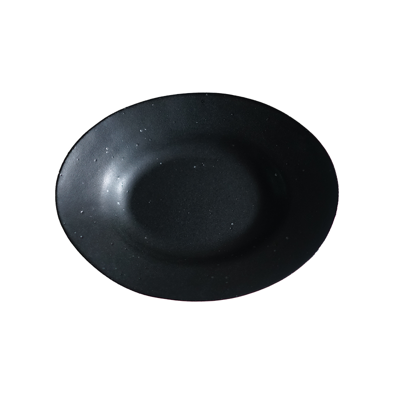 禾下 黑釉椭型钵 椭圆盘 手作陶器 食器 手工 粗陶 日式 中式 - 图3