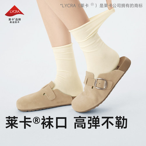 堆堆袜子女款纯棉夏季薄款中筒搭配小皮鞋白色防臭春季月子无骨 - 图2
