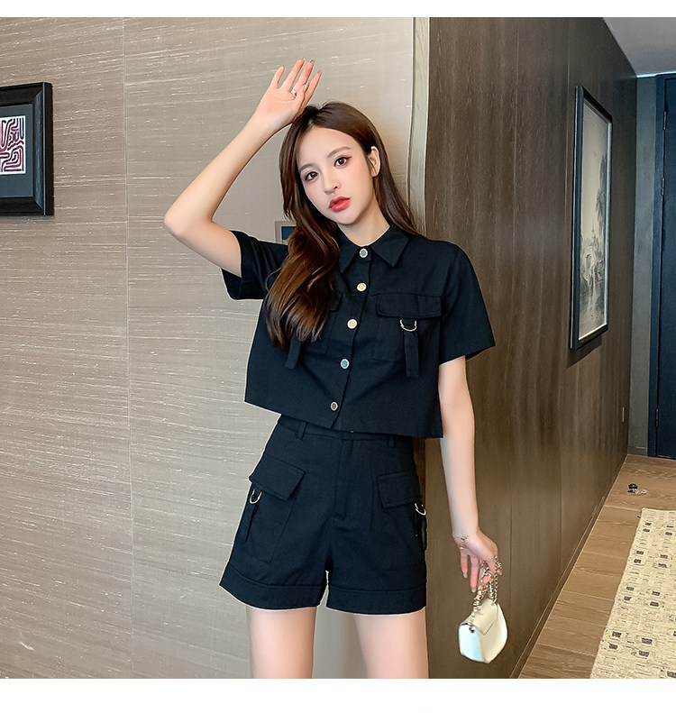 2025夏季时尚短袖高腰短裤女生工装套装女甜酷轻熟御姐职业两件套,淘宝优惠券,粉丝福利购,淘宝优惠卷