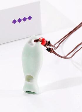 可吹响创意个性锦鲤口哨项链小清新陶瓷小鱼吊坠情侣款毛衣链女