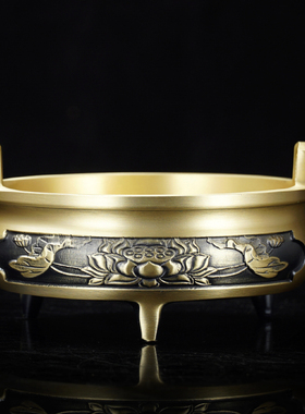 铜艺铺黄铜香炉中式办公室仿古