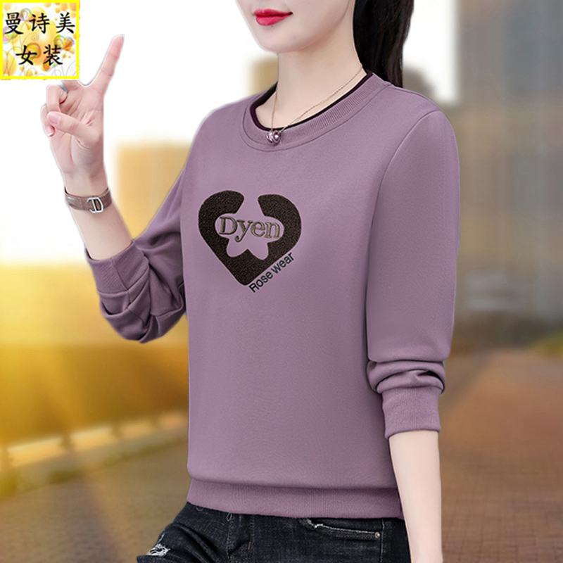 安可拉红卫衣女款春秋2025新款中年妈妈洋气减龄春装显瘦正肩上衣 - 图0