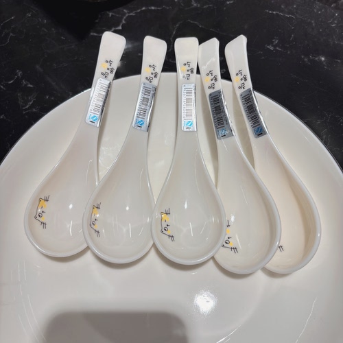 显初汤勺防摔食品级耐高温仿瓷密胺A5粥勺勾勺馄饨汤勺调羹塑料 - 图2