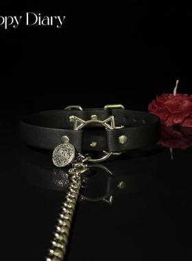 *k9黑猫咪铃铛PU项圈牵引套装颈环链子choker锁骨颈环X恶意脖圈