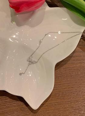 网红超仙蝴蝶吊坠项链轻奢小众设计感锁骨链2025百搭年新款女颈链