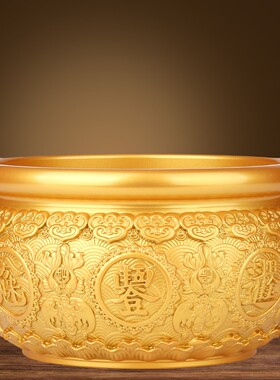 纯黄铜聚宝盆招财摆件2026新款
