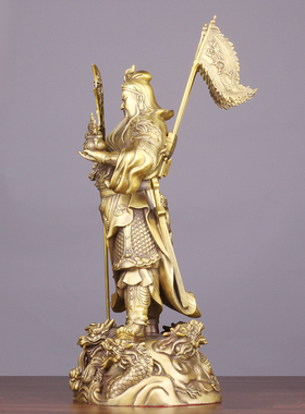 黄铜九龙关公托宝武财神中式客厅