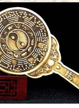 八尺神照镜黄铜镜子九宫八卦生肖镜纯铜平面镜带手柄结婚用的仿古