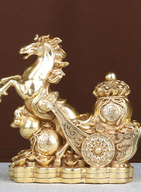 古韵之家纯黄铜招财中式客厅摆件