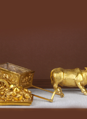 纯铜牛拉车中式风摆件工艺品