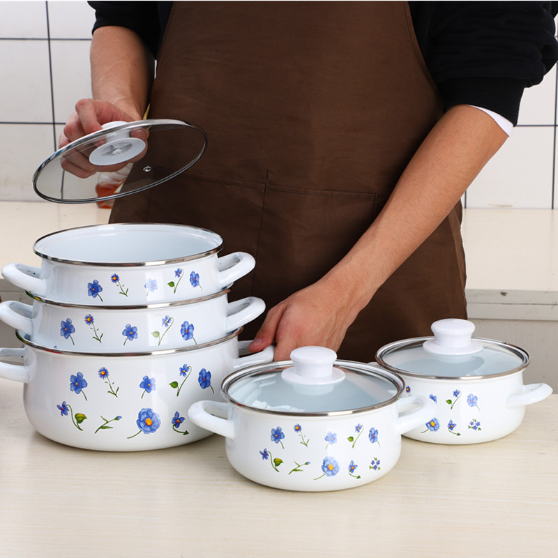 【厚实款】16-24cm老式搪瓷熬中药锅烧锅炖锅奶锅汤锅煮面小锅 - 图1