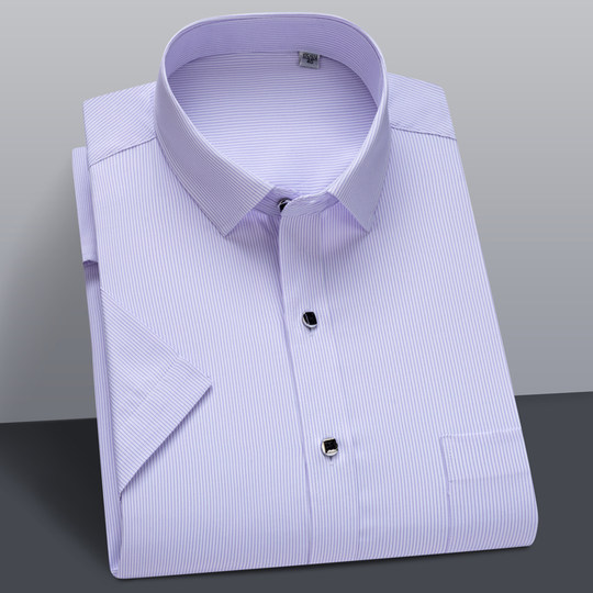 夏季衬衫男士衬衫男短袖衬衣男宽松商务休闲爸爸衫寸中年条纹格子