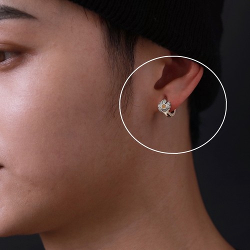 小雏菊耳环男士S925纯银耳扣2026新款爆款女生养耳洞耳圈单只耳饰 - 图2