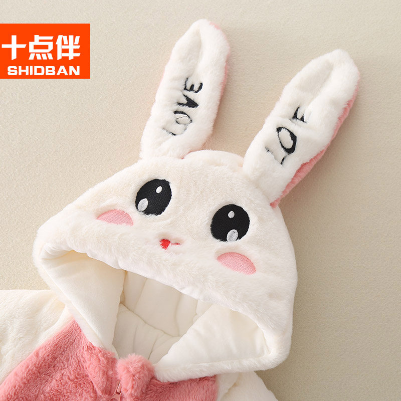 婴儿秋冬装带帽加厚女宝宝连体衣 十点伴周家连身衣/爬服/哈衣