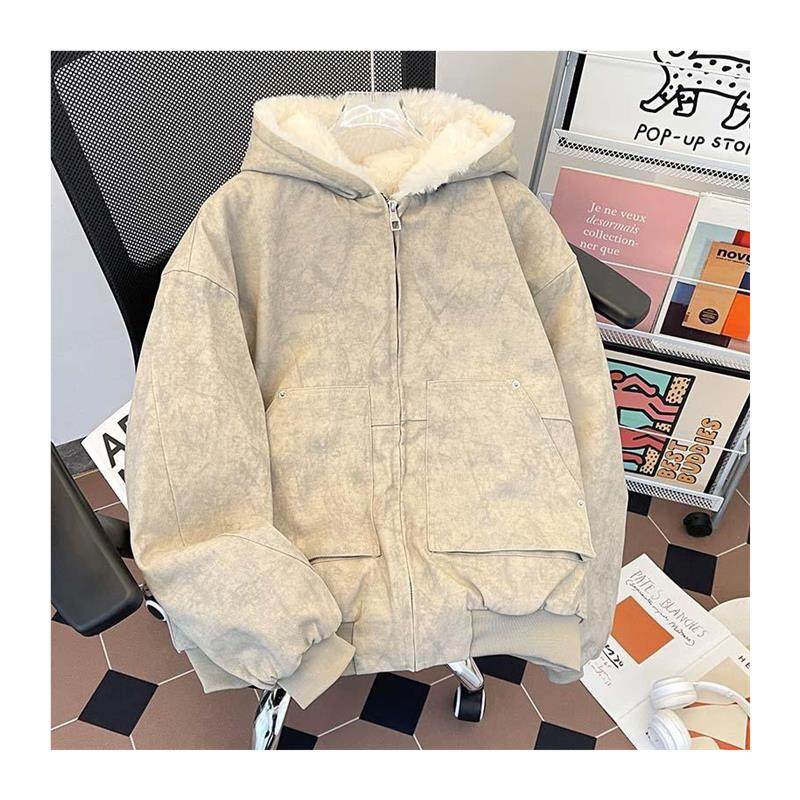 冬季加绒加厚连帽棉衣男做旧美式高街复古青少年运动保暖潮牌棉服,淘宝优惠券,粉丝福利购,淘宝优惠卷