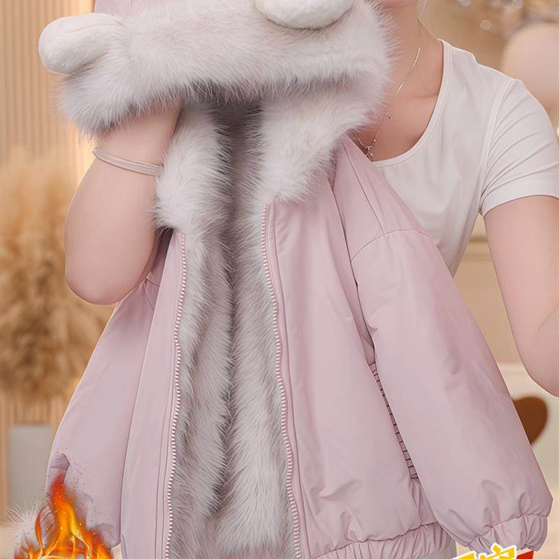 女童两面穿派克服外套2025新款秋冬加绒加厚棉服时髦毛毛衣彷皮草,淘宝优惠券,粉丝福利购,淘宝优惠卷